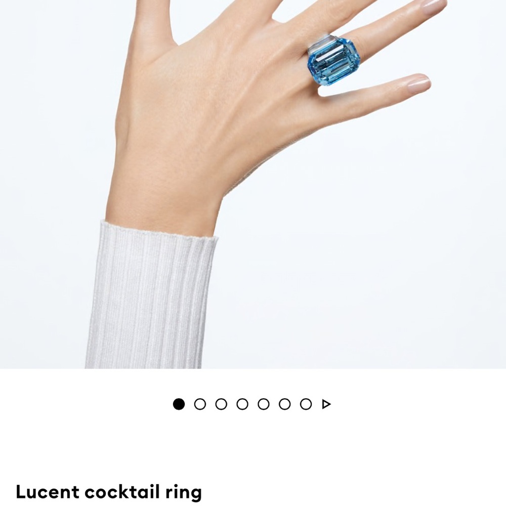 Swarovski Lucent Cocktail Ring Octagon cut, Blue
